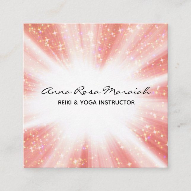 *~* Glitter Reiki Energy Healing Rays Light Worker Square Business Card (Front)
