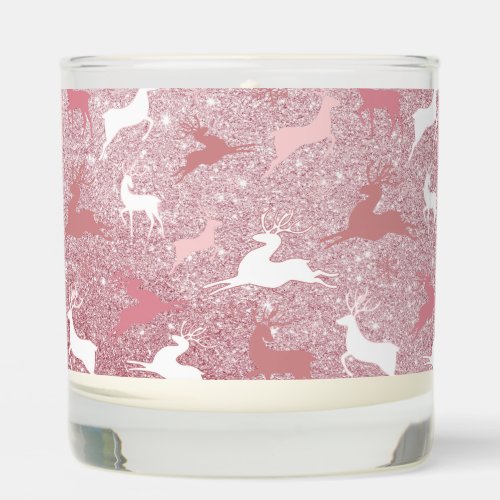 Glitter Reindeer Christmas Pattern  Scented Candle