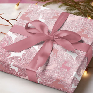 Glitter Reindeer Christmas Pattern Wrapping Paper