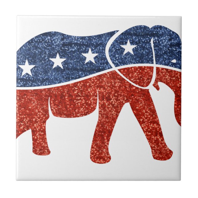 glitter republican elephant ceramic tile (Front)