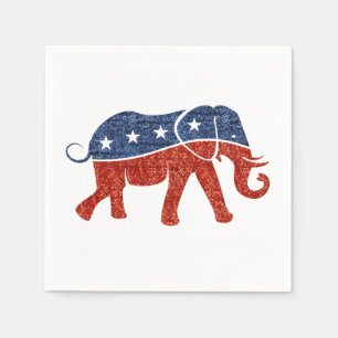 glitter republican elephant paper napkins