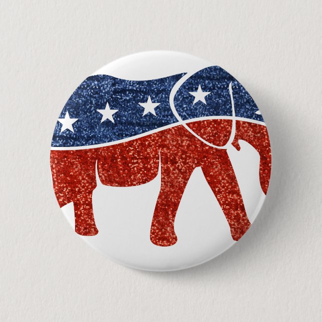 glitter republican elephant pinback button (Front)