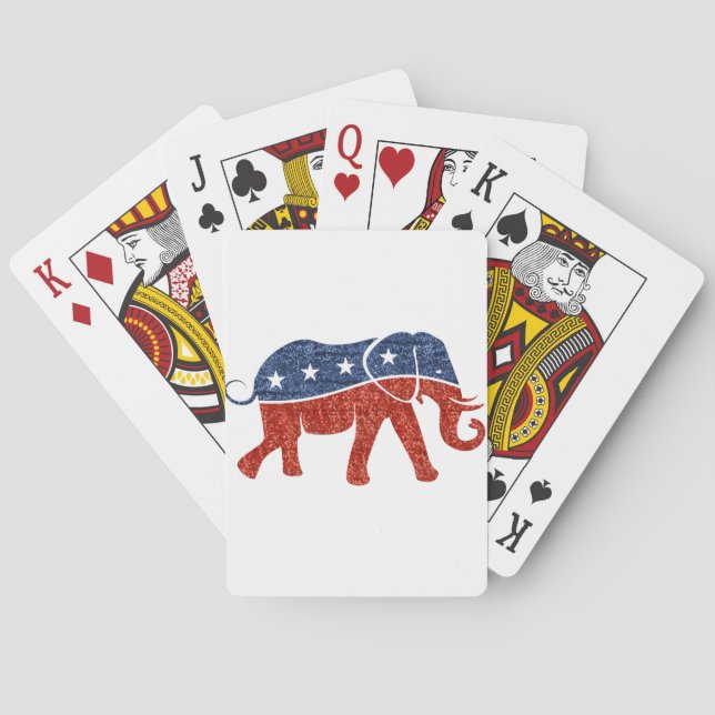 glitter republican elephant poker cards (Back)