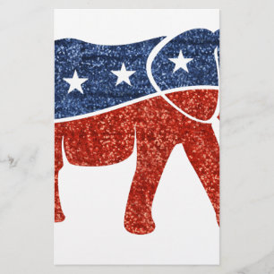 glitter republican elephant stationery