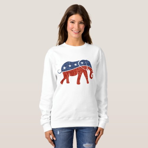 glitter republican elephant womens sweatshirt