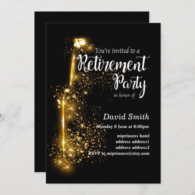 Glitter Retirement Party invitation (Front/Back)