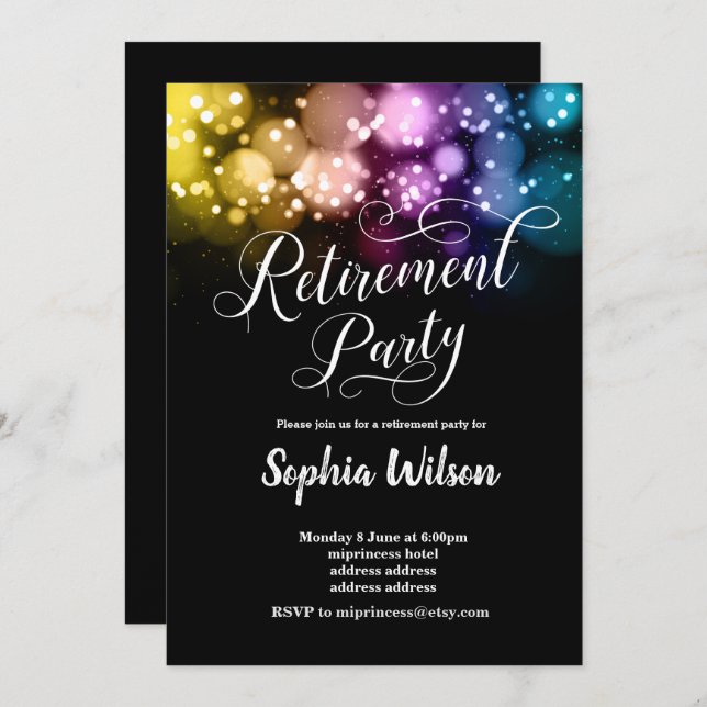 glitter Retirement Party invite (Front/Back)