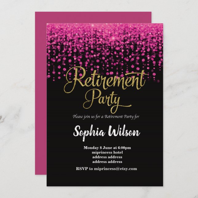 glitter Retirement Party invite (Front/Back)