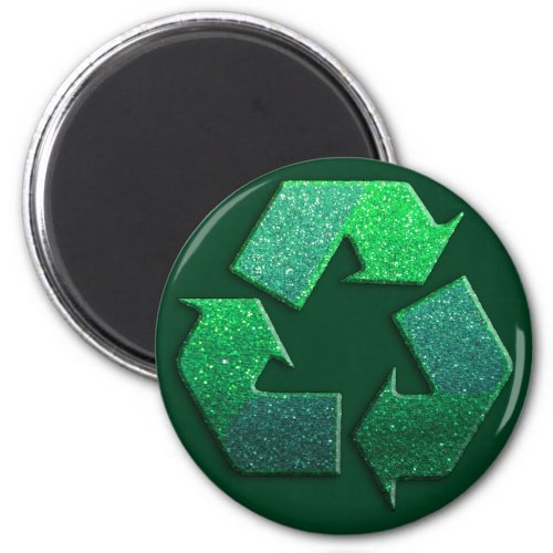 Glitter Reuse Reduce Recycle Earth Day Recycling Magnet