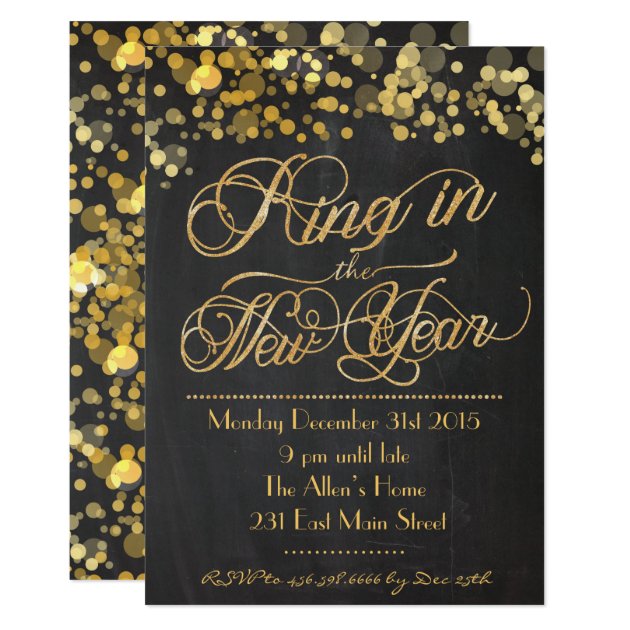 Glitter Ring In The New Years EVE Invitation