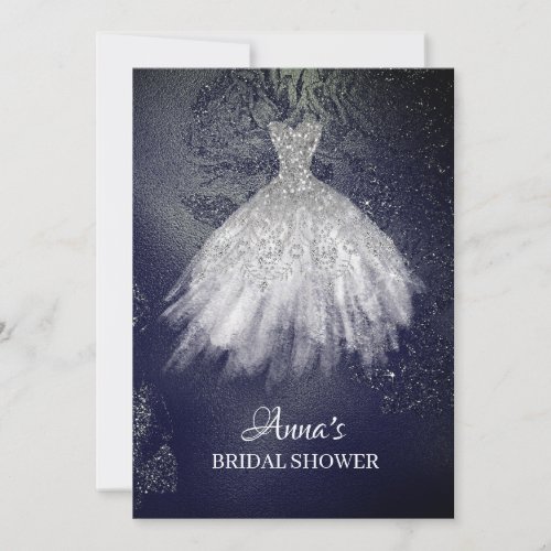  Glitter Rose Bridal Dress Bridal Gown Shower Invitation