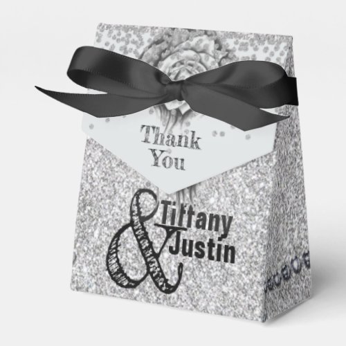 Glitter Rose Diamonds  Bow Wedding Favor Boxes