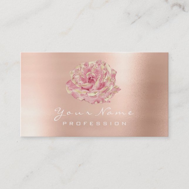 Glitter Rose Flower  Gold Champagne  Lux Business Card (Front)