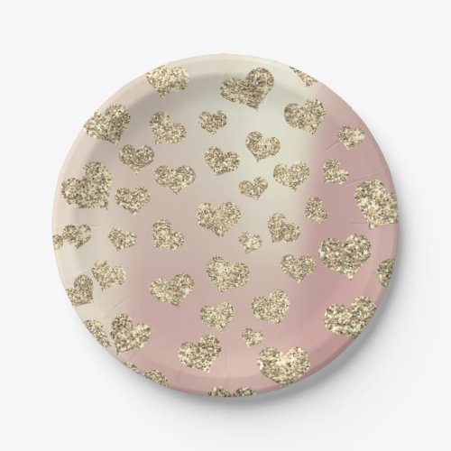 Glitter Rose Foxier Gold Hearts Confetti Sparkly Paper Plates