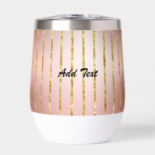 Glitter Rose Gold Add Text Thermal Wine Tumbler