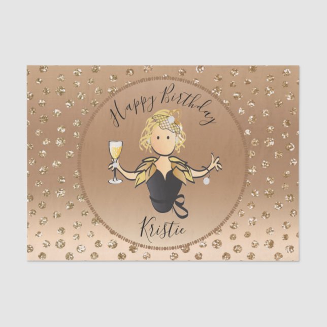 Glitter Rose Gold Birthday or Retirement Party  Tissue Paper (Front)