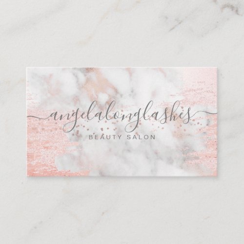 Glitter rose gold blush pink marble feminine business card