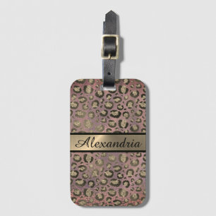 Glitter Rose Gold Chic Leopard Personalized  Luggage Tag