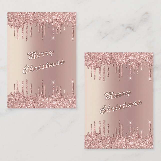 Glitter Rose Gold Christmas Card (Front/Back)