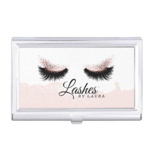 Glitter Rose gold Eyelash Extension Makeup Artist Business Card Case