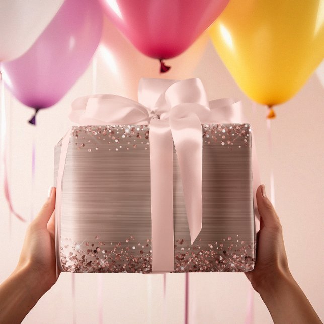 Glitter Rose Gold Faux Foil Wrapping Paper (Glitter Rose Gold Faux Foil Wrapping Paper)