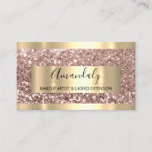 Glitter Rose Gold Frame Event Planner Luminous Business Card (Front)