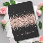 Glitter Rose Gold - Girly Sparkle Black Monogram iPad Mini Cover<br><div class="desc">Glitter iPad case:
Personalize with your name,  monogram,  initial,  or text. You can change text color and font style using the "customize it" further option.</div>