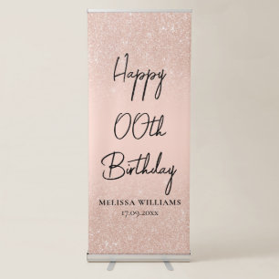 Glitter Rose Gold Happy Birthday Banner
