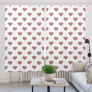 Glitter Rose Gold Hearts White Background Blackout Curtains