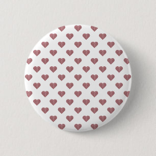 Glitter Rose Gold Hearts White Background Button