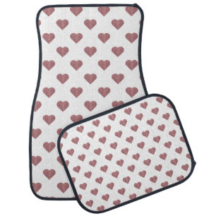 Glitter Rose Gold Hearts White Background Car Floor Mat