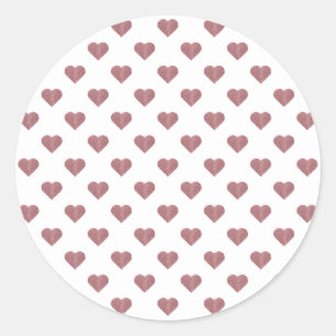 Glitter Rose Gold Hearts White Background Classic Round Sticker