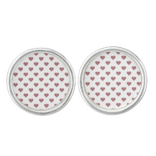 Glitter Rose Gold Hearts White Background Cufflinks