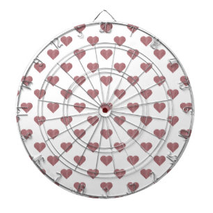 Glitter Rose Gold Hearts White Background Dart Board