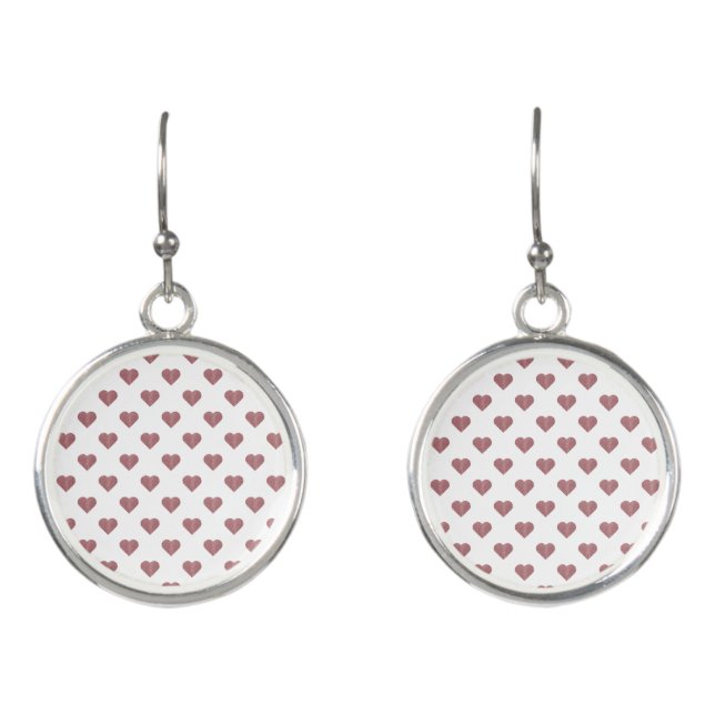 Glitter Rose Gold Hearts White Background Earrings (Front)
