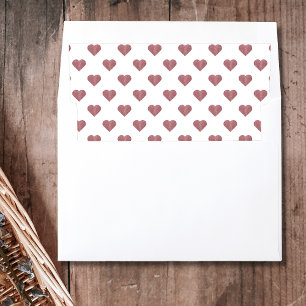 Glitter Rose Gold Hearts White Background Envelope Liner