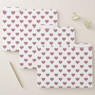Glitter Rose Gold Hearts White Background File Folder