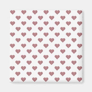 Glitter Rose Gold Hearts White Background Magnet