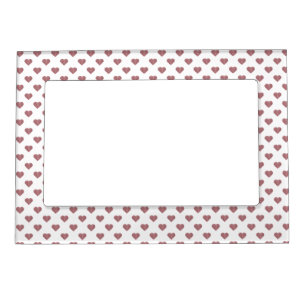 Glitter Rose Gold Hearts White Background Magnetic Frame