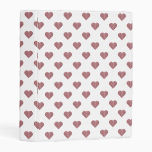 Glitter Rose Gold Hearts White Background Mini Binder
