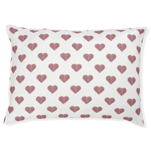 Glitter Rose Gold Hearts White Background Pet Bed