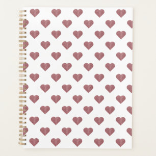 Glitter Rose Gold Hearts White Background Planner