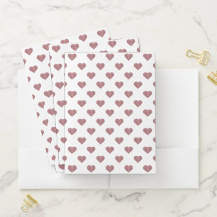 Glitter Rose Gold Hearts White Background Pocket Folder