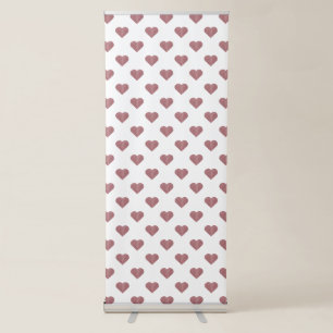 Glitter Rose Gold Hearts White Background Retractable Banner