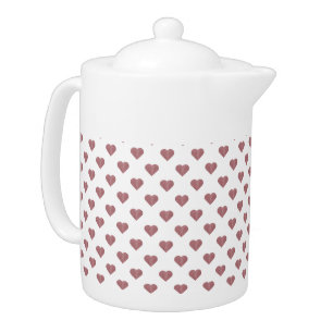 Glitter Rose Gold Hearts White Background Teapot