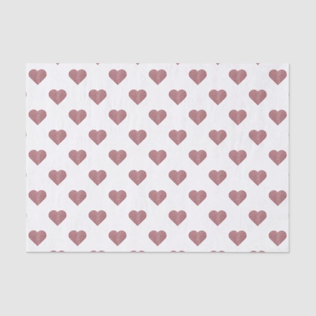 Glitter Rose Gold Hearts White Background Tissue Paper (Front)