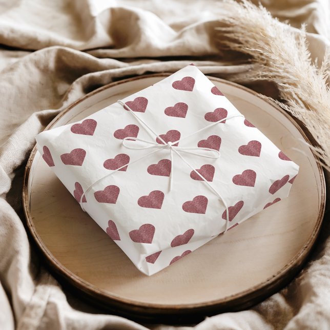Glitter Rose Gold Hearts White Background Tissue Paper (Creator Uploaded)