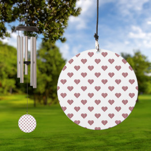 Glitter Rose Gold Hearts White Background Wind Chime