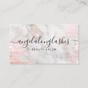 Glitter rose gold marble feminine calligraphy business card