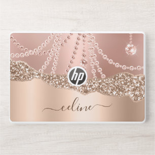 Glitter Rose Gold Metallic Foil Sparkle Elegant HP Laptop Skin